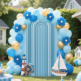 Lofaris Blue Stripes Birthday Arch Fabric Backdrop for Party